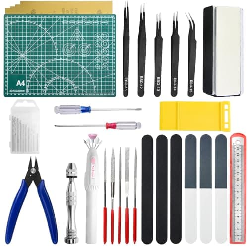 Image of WMYCONGCONG 31 PCS Gundam Model Tools Kit Modeler Basic Tools Hobby Building Tools Kit for Buildings Cars Airplanes Model Assemble Building Repairing Fixing