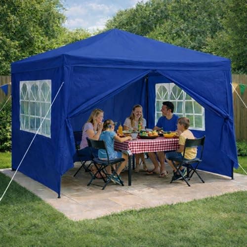 Image of Neo 3X3M Event Gazebo 4 Side Panels Outdoor Waterproof Garden Party Tent Marquee Canopy Shelter Coated Steel Frame (Blue)