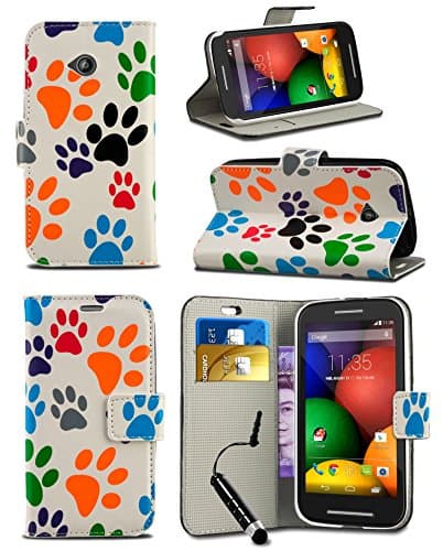 Image of Case Compatible with LG Spirit 4G LTE H440N - New Bright Printed Wallet Case Cover Creative Fresh Pattern Design with Integrated Stand & MINI Stylus Pen - Dog Cat Animal Paw Foot Print