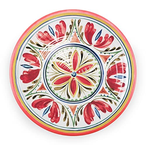 Image of Purely Home Mediterranean Serving Tray - Outdoor/Camping/Picnic - Melamine Plastic Round Serving Platter Gift