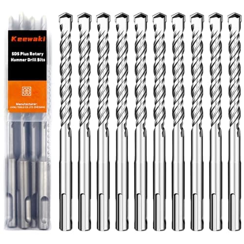 Image of Keewaki SDS Plus Rotary Hammer Drill Bit Set - 10-Piece 10mm x160mm Concrete Masonry Drill Bits for Brick, Cement & Stone - Durable Alloy Tip, Fast Drilling