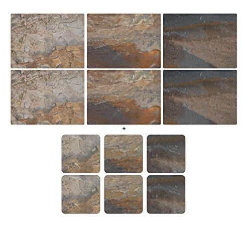 Image of Pimpernel Earth Slate, 6 Placemats + 6 Coasters