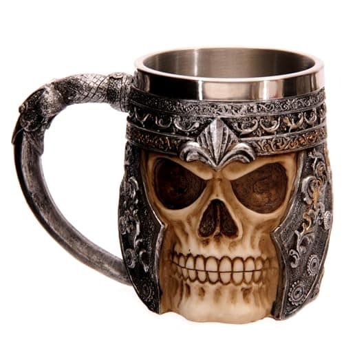 Image of Puckator Dark Legends Skull Warrior Tankard - Pint Glass - Viking Goblet - Fantasy Home Decoration - Beer Mugs - Viking Cup - Cool Glasses for Drinking - Tankers for Men - Resin