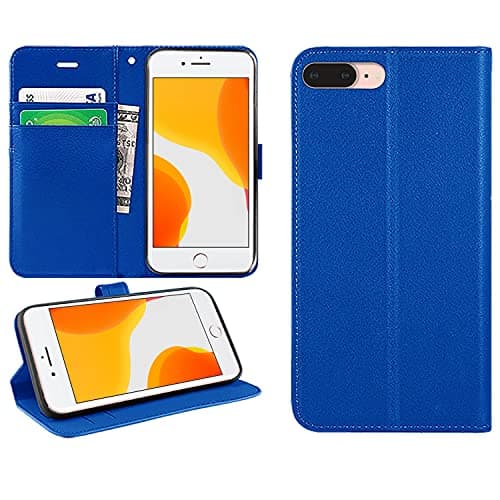 Image of DN-Technology for iPhone 7 Plus/8 Plus Case Flip Wallet [Card Holder] [Magnetic Closure] [Kickstand] PU Leather Phone Cover 5.5 inch (BLUE)
