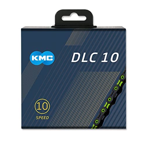 Image of KMC 10-Speed DLC10 Series High-Performance Chain | for Road/Mountain/Gravel | Shimano, SRAM, and Campagnolo Compatible | 116 Links, Missing Link Included | Green