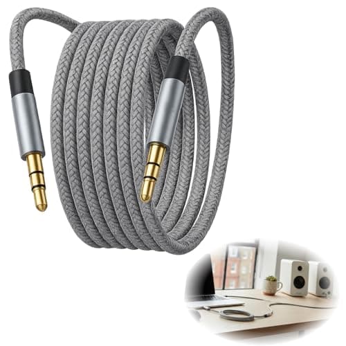 Image of Long 3.5mm Aux Cable 5m, Braided Stereo Audio Lead Male to Male Jack to Jack Cord for Headphones Phone Tablet Laptop Car Stereo Speaker TV PC MP3 Player Home Audio Systems Durable Tangle-Free Design