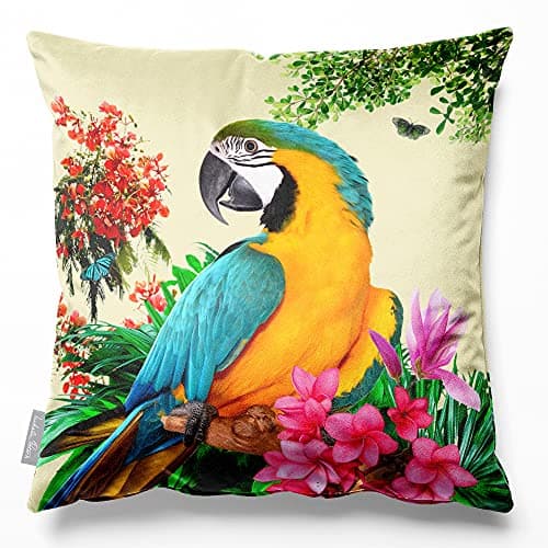 Image of Izabela Peters Cushions With Covers Included, Filled Cushion, Eco-Friendly Velvet Cushions, 40 cm, Princely Parrot - Cream, Chair Cushions, Sofa Cushions, Seat Cushions