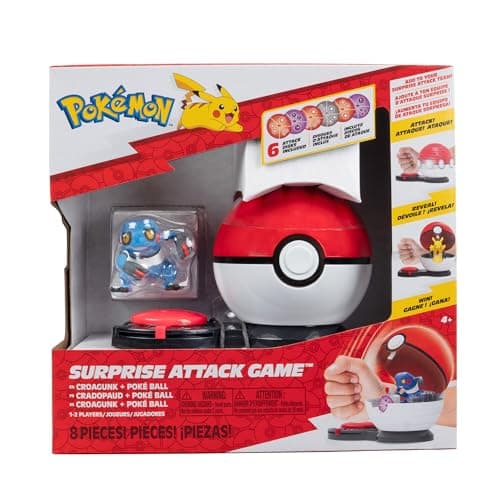 Image of Pokemon Surprise Attack Game Single Pack Croagunk with Poké Ball - Poison & Fighting Disks - W5