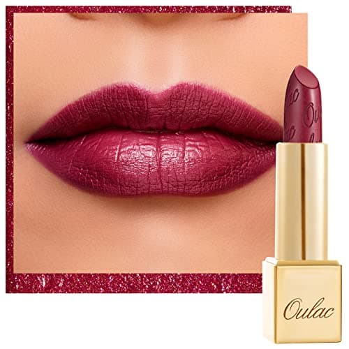 Image of OULAC Metallic Shine Glitter Lipstick, Wine Red High Impact Lipcolor, Lightweight Soft and Ultra Hydrating, Long Lasting, Vegan & Cruelty-Free, Full-Coverage Lip Color 4.3 g/0.15 One Last Kiss (14)