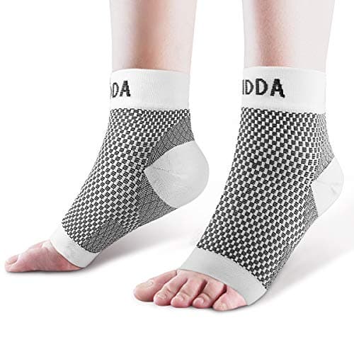 Image of AVIDDA 2 Pack Ankle Support Brace for Men and Women, Compression Sleeve Socks for Plantar Fasciitis, Sprained Ankle, Ligament Damage, Achilles Tendonitis, Sports, Running - White M