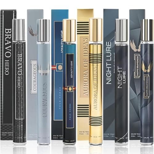 Image of Premium Men's Fragrance Gift Set,6x35ml Long-Lasting Eau de Parfum,Collection with Amber & Woody Aquatic Notes,Mens Body Sprays,Travel Size Mini Perfume,Daily Use