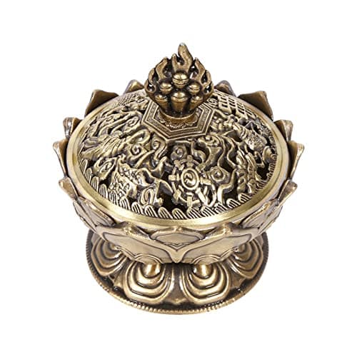 Image of Coil Incense Burner,Vintage Lotus Shape Alloy Incense,Bronze Cone Censer, Backflow Incenses Burners Censer,Buddha Incenses Burners Holder Antique Home Room Decor Meditation Gifts