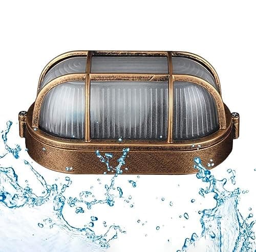 Image of SENFAY Oval Bulkhead Light Outdoor Wall Light Nautical Design E27 Wall Lampe Vandal-Resistant Wall Mounted/Ceiling Lighting, IP44 Rated - Perfect for Porch, Driveway, Pathways, Patio & Garden