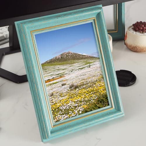 Image of marysgift Frame for 3.5x5 inch Photo Frame Picture Frames for Tabletop and Wall (Vintage Blue,5 * 3.5")