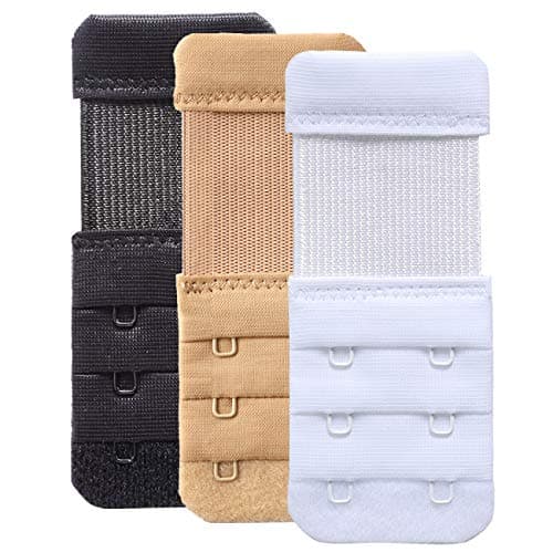 Image of YARBAR Women's Bra Extenders 2 Hook Soft Stretchy Bra Strap Extension Comfortable 3PCS (Black, White, Nude, 2 Hook 1.9cm(3/4 inch))