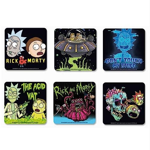 Image of Logoshirt® Rick and Morty I Set of 6 I Coasters I Drinks Mats I Cork I 10x10cm I Durable print I Licensed Original Design