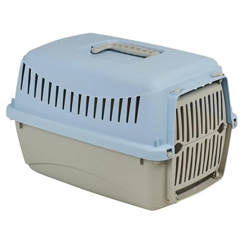 Image of URBNLIVING Transportini Pet Carrier Travel Crate for Cats & Small Dogs | Portable Lightweight Cage with Ventilation | Pastel Design - Small - Blue