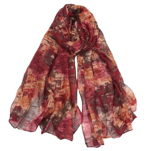 Image of FAIRYGATE Scarf for Women UK Floral Print Scarfs Women Blanket Elegant Scarves Large Long Wrap Red Shawl Soft Wraps Warm Perfect Match 180 * 90 cm 70030