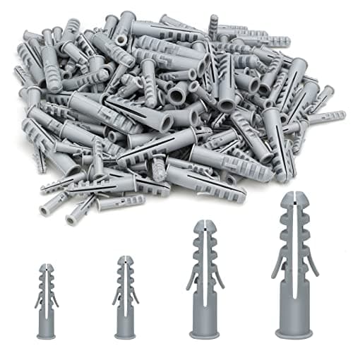 Image of 300Pcs Assorted Wall Plugs Set Gray Plastic Column Expansion Pipe Size 5mm 6mm 8mm 10mm