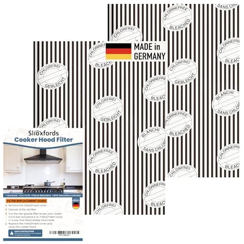 Image of Shoxfords Premium Cooker Hood Filter – 2 Pack Extractor Fan Filters for Grease and Odours with Saturation Indicator – Cut to Size Universal Cooker Hood Filter Replacement – Made in Germany