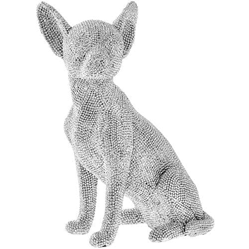 Image of Figure | Silver Art Sitting Chihuahua | 1 Piece - 17x13x24 cm