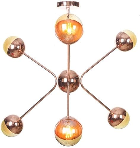 Image of GHBSDNEPP Sputnik Chandeliers,Modern Rosed Metal Light,Industrial Hanging Ceiling Light 8-Lights,G4 Led Bulbs Included for Kitchen Island Dining Room-White Lampshade. 8 Light/Brown Lampshade/6 Light