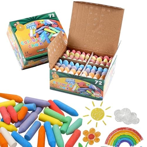 Image of Chunky Chalk for Kids – 72 Coloured Outdoor Pavement Chalks for Children & Toddlers, Washable Playground Set in 8 Colours, Garden Blackboard Art