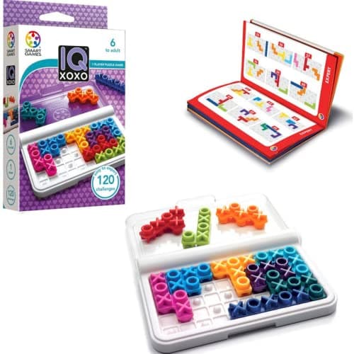 Image of SmartGames - IQ XOXO, Puzzle Game with 120 Challenges, 6+ Years