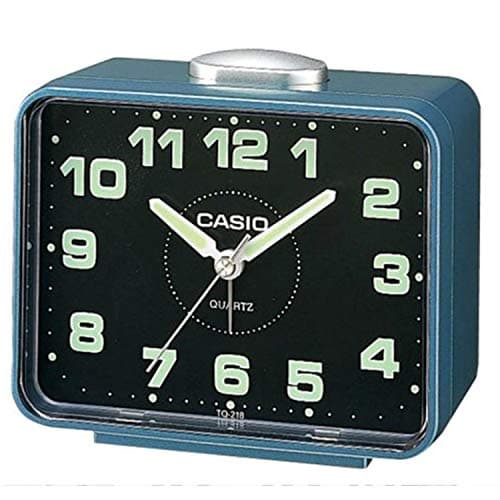 Image of Casio Men's Travel Alarm Clock, Metallic Blue/ Black TQ218/2