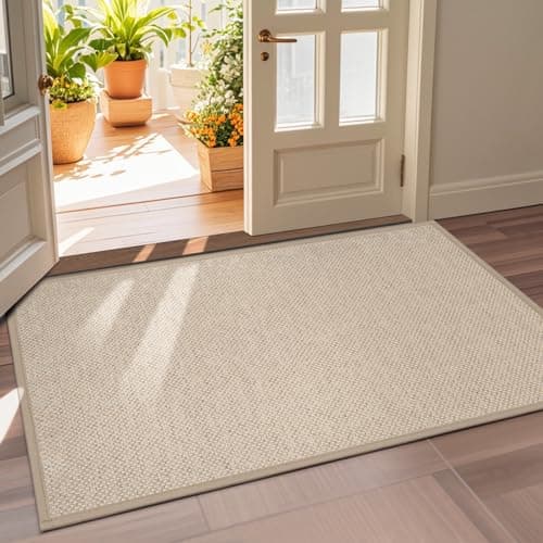 Image of LEKEEPGO Door Mat Indoor 90 x 150 cm, Non-Slip Doormat, Washable Dirt Trapper Mat, Thin Door Mat, Absorbent Entrance Rug, Clean Mat, Entrance Mat for Indoor, Khaki