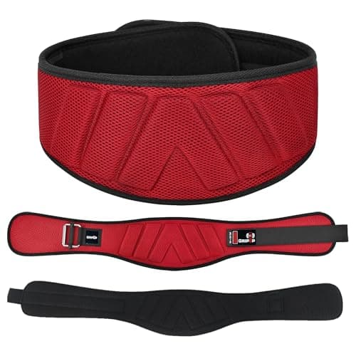 Image of GripUp Weight lifting Gym Belt Curved Padded Back Lumbar Support Neoprene Belt for Fitness Exercise Bodybuilding Powerlifting Workouts Deadlifts Squats & Weightlifting Men Women (Red, XS)