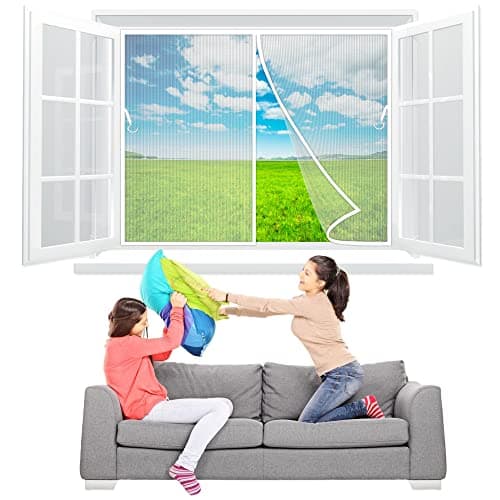 Image of Magnetic Screen Windows 65x175 cm Magnetic Windows Curtain s Automatically Close When in and Out for Keep Fresh Air in and Anti Mosquito White Z