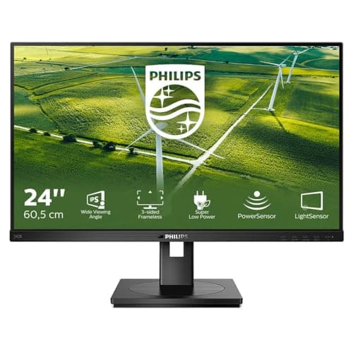 Image of Philips 242B1G - 24 inch FHD Monitor, 75Hz, 4ms, IPS, Speakers, USB Hub, Height Adjust, Green Monitor ((1920 x 1080, 250 cd/m², HDMI/VGA/DP/DP)