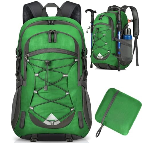 Image of IGOLUMON Hiking Backpack 40L Lightweight Foldable Backpack for Men Women Durable Water Resistant Daypack Rucksack for Camping Cycling Climbing Walking Mountaineer Outdoor Sports (grass green)