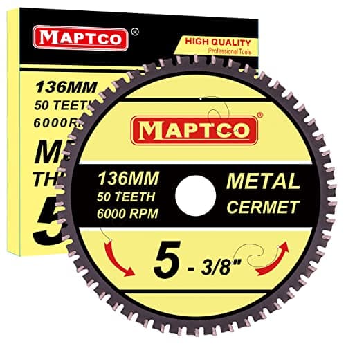 Image of MAPTCO, 136mm 50T Cermet Tipped Metal Cutting Circular Saw Blade, Arbor 20mm with 5/6"-10mm Washer, For Cordless Circular Saw.