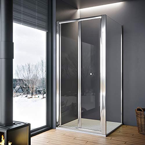 Image of ELEGANT Bi Fold Shower Enclosure Inwards Opening, Space Saving Shower Door (900x900mm)