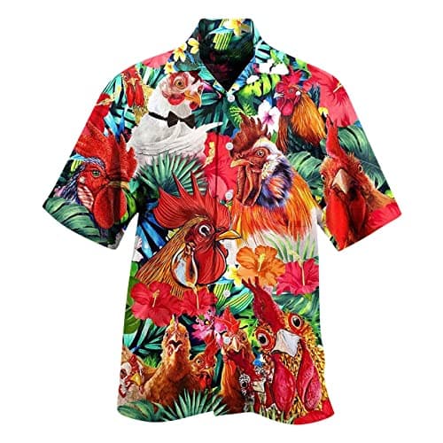 Image of Hawaiian Shirts for Men Funny, Aloha-Hawaiian-Style Holiday Shirts for Men 3D Printed Hawaiian Dancy Dress Classic Casual Stag shirt Red