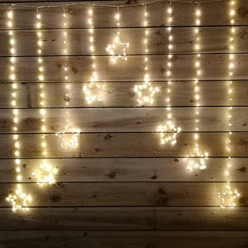Image of Crillys 303 LED Warm White Christmas Curtain Star Light 1.2m x 1.2m Indoor Outdoor