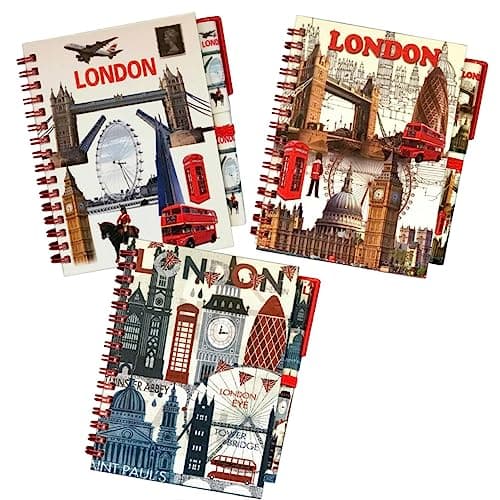 Image of Stationary 3 London Souvenirs Notebook - A6 London Notepads Pens - Union Jack British Gift Note Pad with Matching Pen
