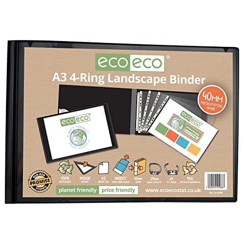 Image of ECO ECO- A3 95% Recycled 4-D Landscape Ring Binder File Folder:The Ultimate Eco-Friendly Solution for Organizing Artwork Crafted with Care for Sustainable Creativity