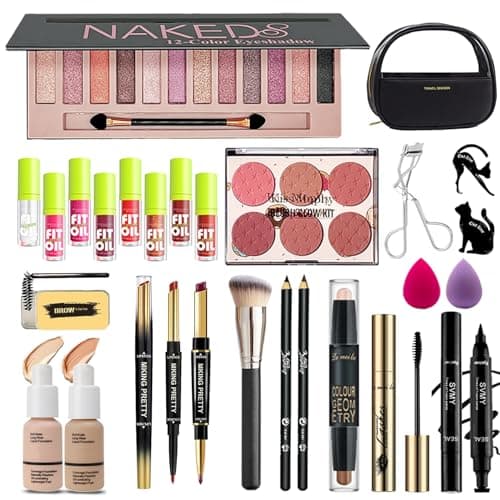 Image of Makeup set, Cosmetic Make Up Kit With Storage Bag Portable Travel Make Up Palette Eyeshadow Foundation Lip Gloss Full kit makeup set for Teenage & Adults (A2-UK)
