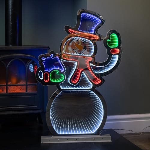Image of Samuel ALEXANDER 76cm LED Ice White Infinity Standing Snowman Christmas Decoration with Metal Base