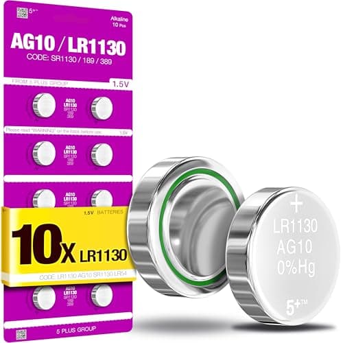 Image of LR1130 AG10 SR1130 389 390 LR54 1.5V Button Cell Batteries (10 Pack) – Long Lasting Coin Batteries for Watches, Toys, Calculators & Small Electronics
