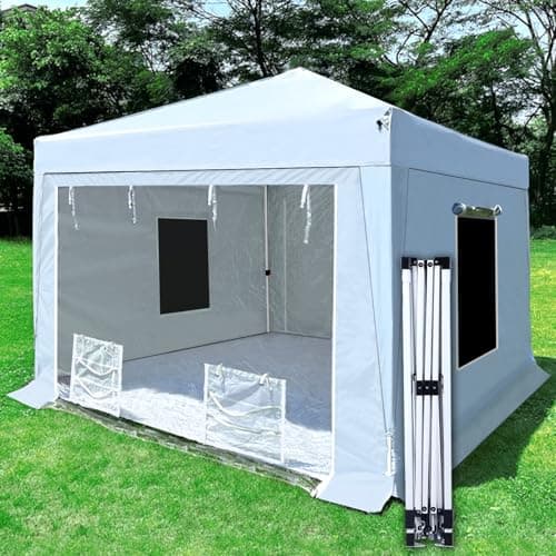 Image of CooTentler Spray Booth 3x3x2.7m Waterproof Portable Paint Booth with 2pcs Air Filters & Foldable Frame Spray Paint Tent for Auto Parts, Furniture and Other Items Painting (White)