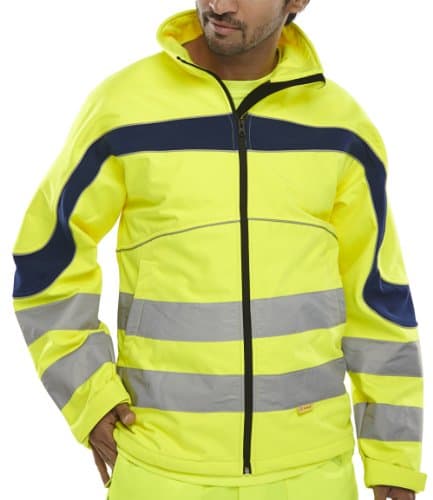Image of ETON HI-VIZ SOFT SHELL JACKET SATURN YELLOW / NAVY XXXXL