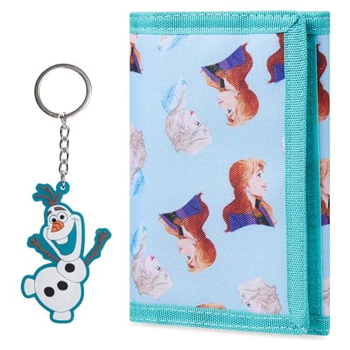 Image of Disney Stitch Kids Wallet and Keyring Gift Set Cute Trifold Wallet with Coin Purse Card Slots and Keychain Stitch Gifts (Blue Frozen)