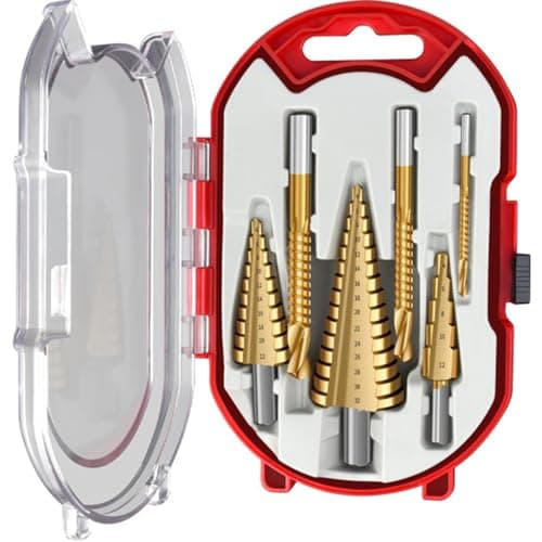 Image of 6PCS HSS Titanium Coated Drill and Twist Bit Set, Including 3 Sizes Step Drill and 3 Sizes Twist for Metalworking, Woodworking, Hole Drilling