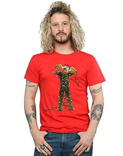 Image of Star Wars Men's Chewbacca Christmas Lights T-Shirt Medium Red