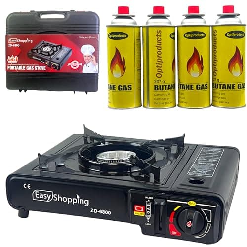 Image of Easy Shopping Portable Camping Gas Cooker Stove Single Burner With 4 Canaister BBQ Caravan Outdoor Party Stove comes with Carry Case