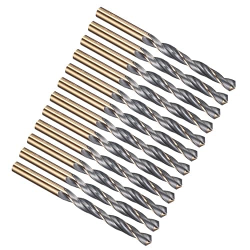 Image of PATIKIL 8mm Drill Bit, Jobber Straight Shank 4341 High-Speed Steel 118° Black and Gold Finish for Medium-hard Metal Steel Acrylic - 12 Pack